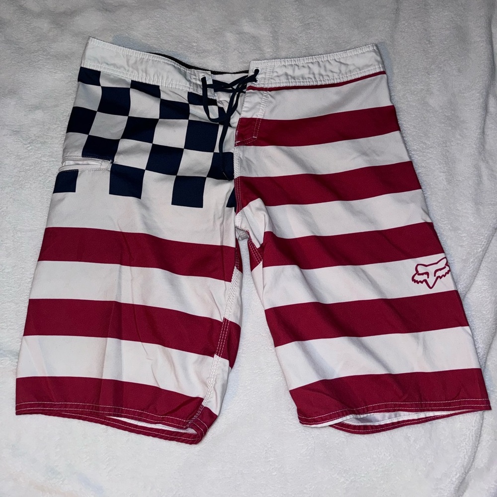 American Flag swim trunks